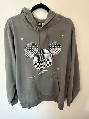 Mens Vintage Disney Gray/Green Graphic Hoodie Sweatshirt